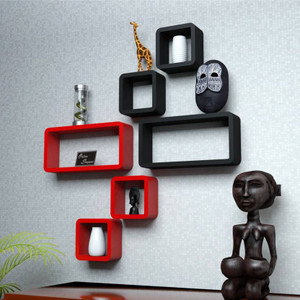 Onlineshoppee Cube Shape Floating MDF Wall Shelf