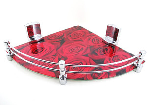 Royal Indian Craft RIC530 Rose Printed 12 Inch Glass Wall Shelf