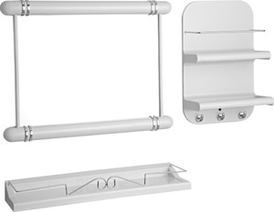 JVS 3 Pc White Color Bathroom Organizer Plastic Wall Shelf