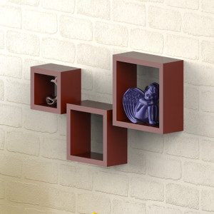 DecorHeart Square shape set of 3 MDF Wall Shelf