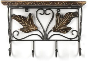Onlineshoppee Wrought Iron Wall Bracket | Book Rack Wooden Wall Shelf