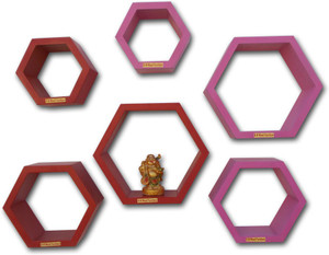 BM WOOD FURNITURE Hexagon shaped MDF Wall Shelf