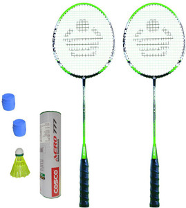Cosco CBX-555 Badminton Kit- ( 2 Racket, 2 Grip, Aero 777 Nylon Shuttle Cock- Pack of 6 ) G5 Strung