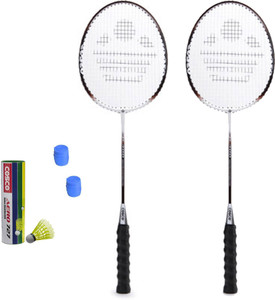 Cosco CB-300 Badminton Kit- ( 2 Racket, 2 grip, Aero 727 Nylon Shuttle Cock- Pack of 6 ) G5 Strung