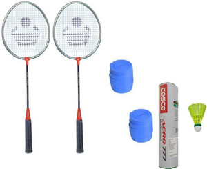 Cosco CB-120 Badminton Kit- ( 2 Racket, 2 Grip, Aero 777 Nylon Shuttle Cock- Pack of 6 ) G5 Strung
