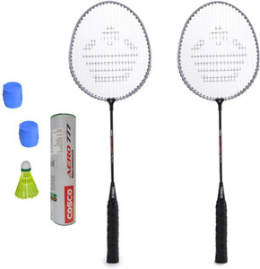 Cosco CB-150E Badminton Kit- ( 2 Racket, 2 Grip, Aero 777 Nylon Shuttle Cock- Pack of 6 ) G5 Strung