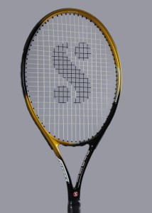 silver's profeel-77 gold, black strung tennis racquet