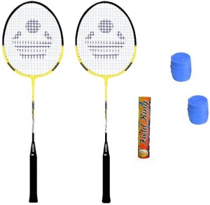 Cosco CB-90 Badminton Kit- ( 2 Racket, 2 Grip and Field King Shuttle Cock- Pack of 10 ) G5 Strung