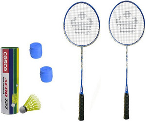 Cosco CBX-400 Badminton Kit- ( 2 Racket, 2 Grip, Aero 727 Nylon Shuttle Cock- Pack of 6 ) G5 Strung