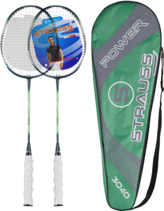 Strauss Nano Spark Badminton Racquet 2 Pieces with cover (Green) G4 Strung