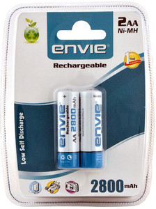 Envie 2 x AA 2800 mAh Ni-Mh Rechargeable Ni-MH Battery