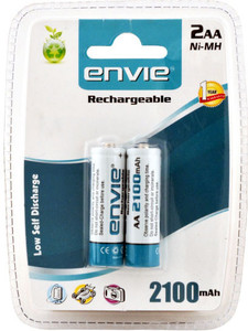 Envie 2 x AA 2100 mAh Ni-Mh Rechargeable Ni-MH Battery