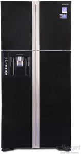 Hitachi 586 L Frost Free Side by Side Inverter Technology Star Refrigerator(Glass Black, R-W660PND3 GBK)