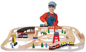 Melissa and doug sale deluxe wooden train set
