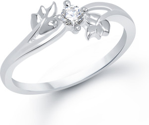 VK Jewels Twin Leaf Alloy Cubic Zirconia Rhodium Plated Ring