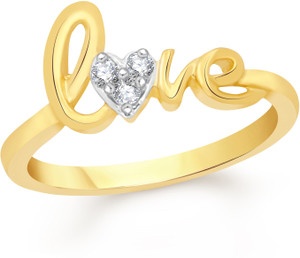 VK Jewels Love Alloy Cubic Zirconia 18K Yellow Gold Plated Ring