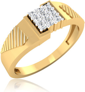 Evara Diamonds Foster Men's Ring Sterling Silver Swarovski Crystal 22K Yellow Gold Plated Ring