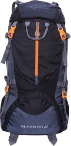 Gleam 0109 Climate Proof Mountain / Hiking / Trekking / Campaign Bag / Backpack 75 ltrs Black & Grey with Rain Cover Rucksack  - 75 L