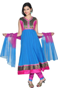 Idha Readymade Printed Kurta Churidar Dupatta Set Buy Blue