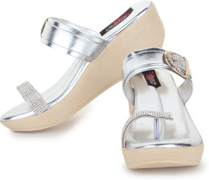 Naisha Women 10,Silver Wedges