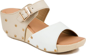 Adjoin Steps Women White Wedges
