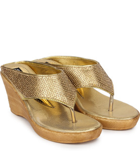 Star Style Women Golden Wedges