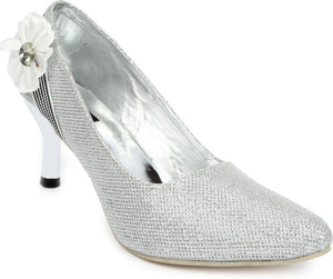 silver cute heels