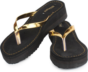Shoetopia Women Golden Wedges