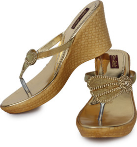 Star Style Women Golden Wedges
