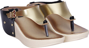 Mappy Women Golden Black Wedges