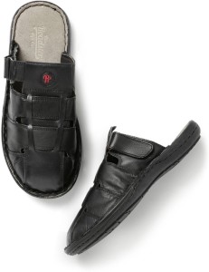 Buy Men Black Laser-Cut Comfort Sandals online | Looksgud.in