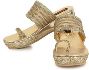 Naisha Women 8,Gold Wedges