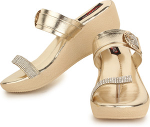 Naisha Women 8,Gold Wedges