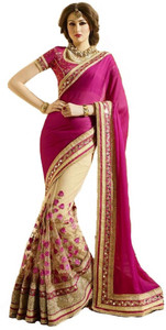 Colour Trendz Embroidered Fashion Chiffon, Net Saree