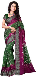 diwali special Self Design Bandhani Art Silk Saree
