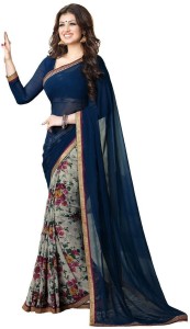 bombey velvat fab floral print daily wear chiffon saree(multicolor) 346