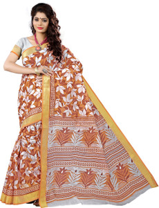 Vastrakala Floral Print Gadwal Cotton Saree