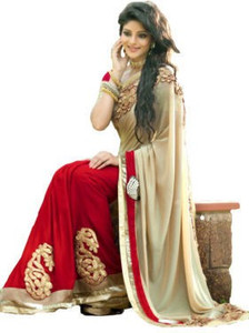Tiana Creation Embroidered Fashion Georgette Saree