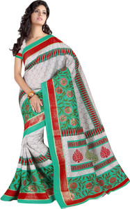Saran Floral Print, Self Design, Embellished Bollywood Art Silk Saree