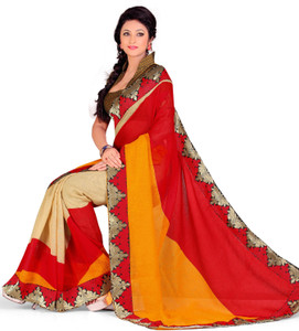 DESIGN WILLA Printed Bollywood Silk Cotton Blend Saree