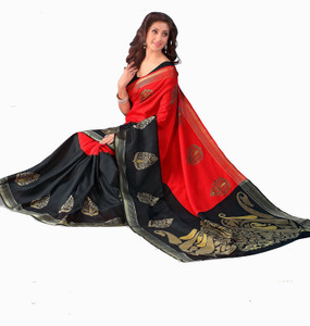 Peecaso Self Design Fashion Dupion Silk Saree