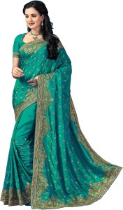 Aarti Apparels Embroidered Bollywood Dupion Silk Saree