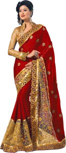 M.S.Retail Embroidered Bollywood Satin Saree