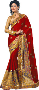 M.S.Retail Embroidered Bollywood Satin Saree