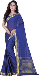 VASTRAKALA Solid Bollywood Crepe, Chiffon Saree