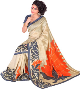 DESIGN WILLA Printed Bollywood Silk Cotton Blend Saree