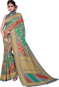 Sunaina Printed Bhagalpuri Silk Cotton Blend Saree