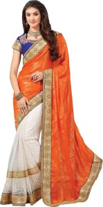 M.S.Retail Embroidered Bollywood Shimmer Fabric, Chiffon, Net Saree