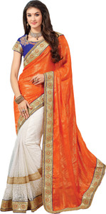 M.S.Retail Embroidered Bollywood Shimmer Fabric, Chiffon, Net Saree