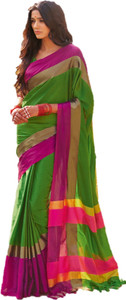 DESIGN WILLA Striped Chettinadu Silk Cotton Blend Saree
